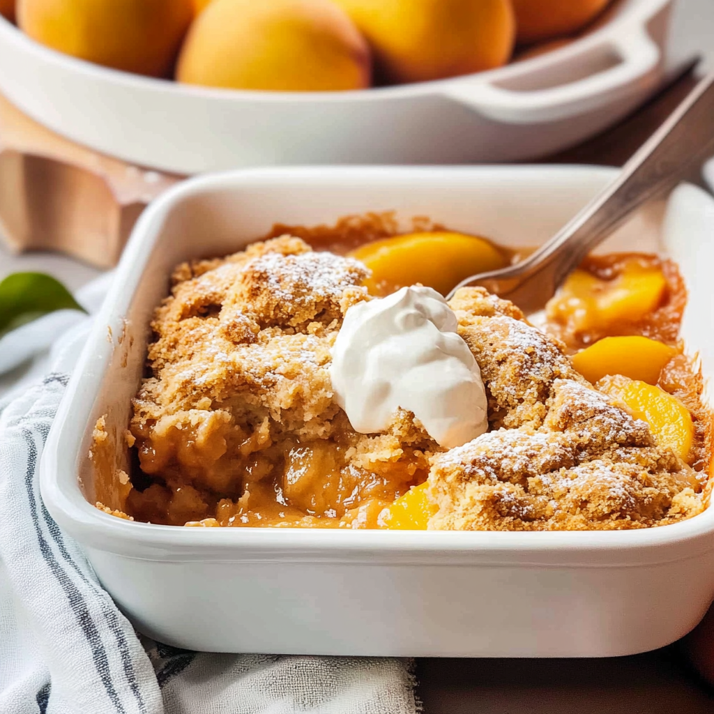 Recipe preparation for Peach Cobbler with Fresh Peaches