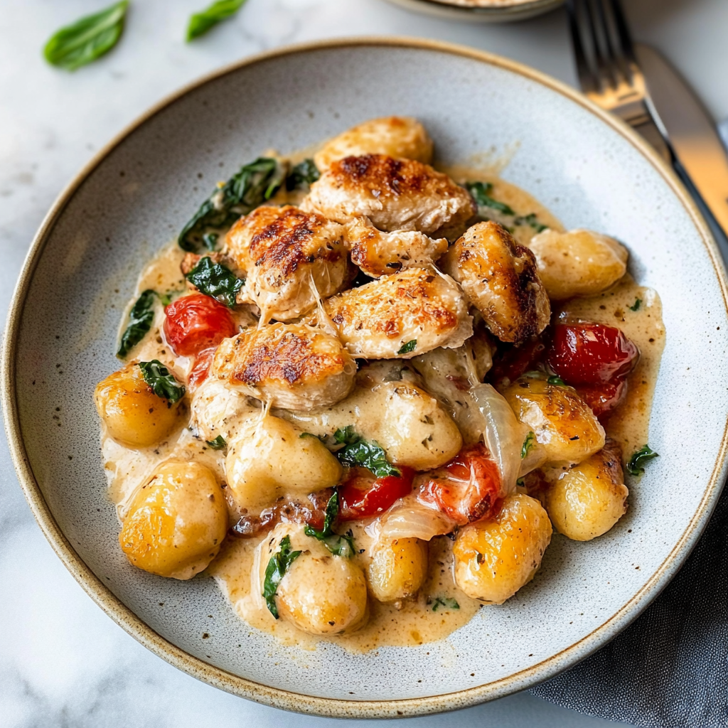 Recipe preparation for Asiago Chicken and Gnocchi