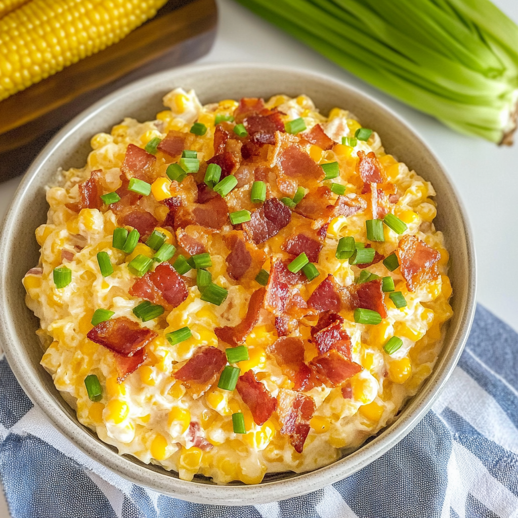 Recipe preparation for Easy Slow Cooker Cheddar Corn with Bacon