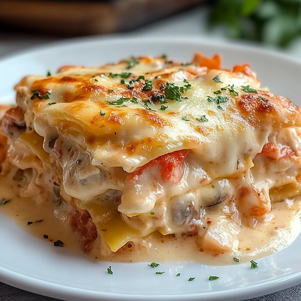 Recipe preparation for Seafood Lasagna Shrimp Crab