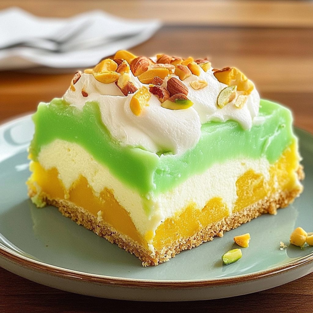 Recipe preparation for Tropical Pistachio Bliss Cake