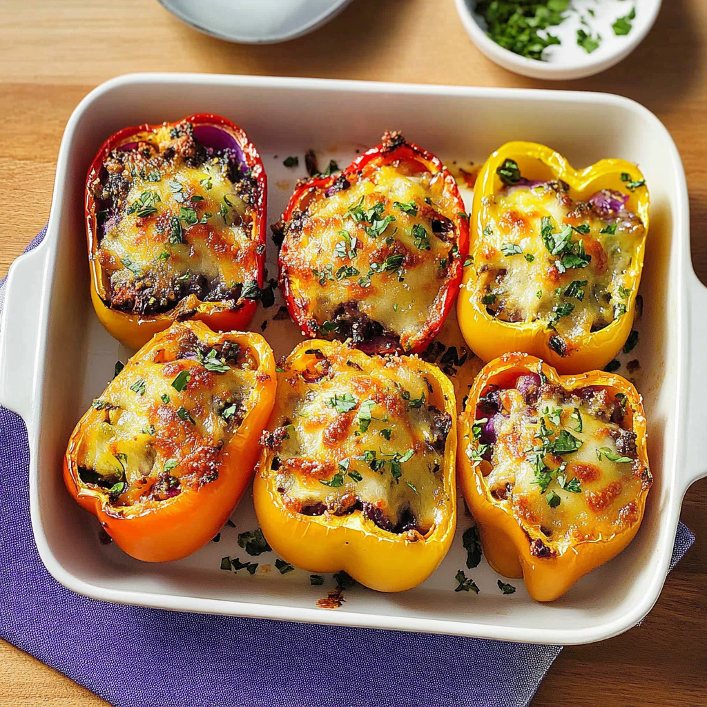 Recipe preparation for Blueberry Stuffed Bell Peppers