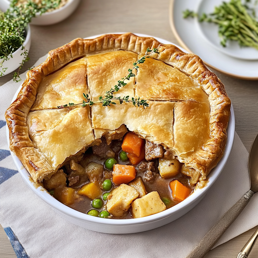 Recipe preparation for Chicken Beef Pot Pie