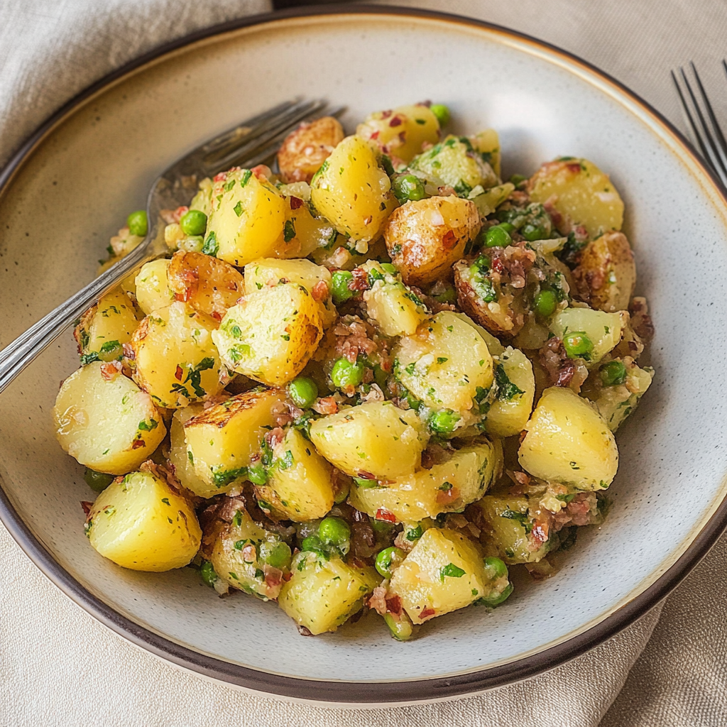Recipe preparation for Peas Potato Salad