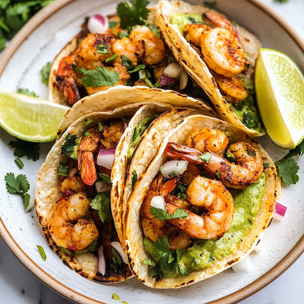 Recipe preparation for Cilantro Lime Shrimp Tacos