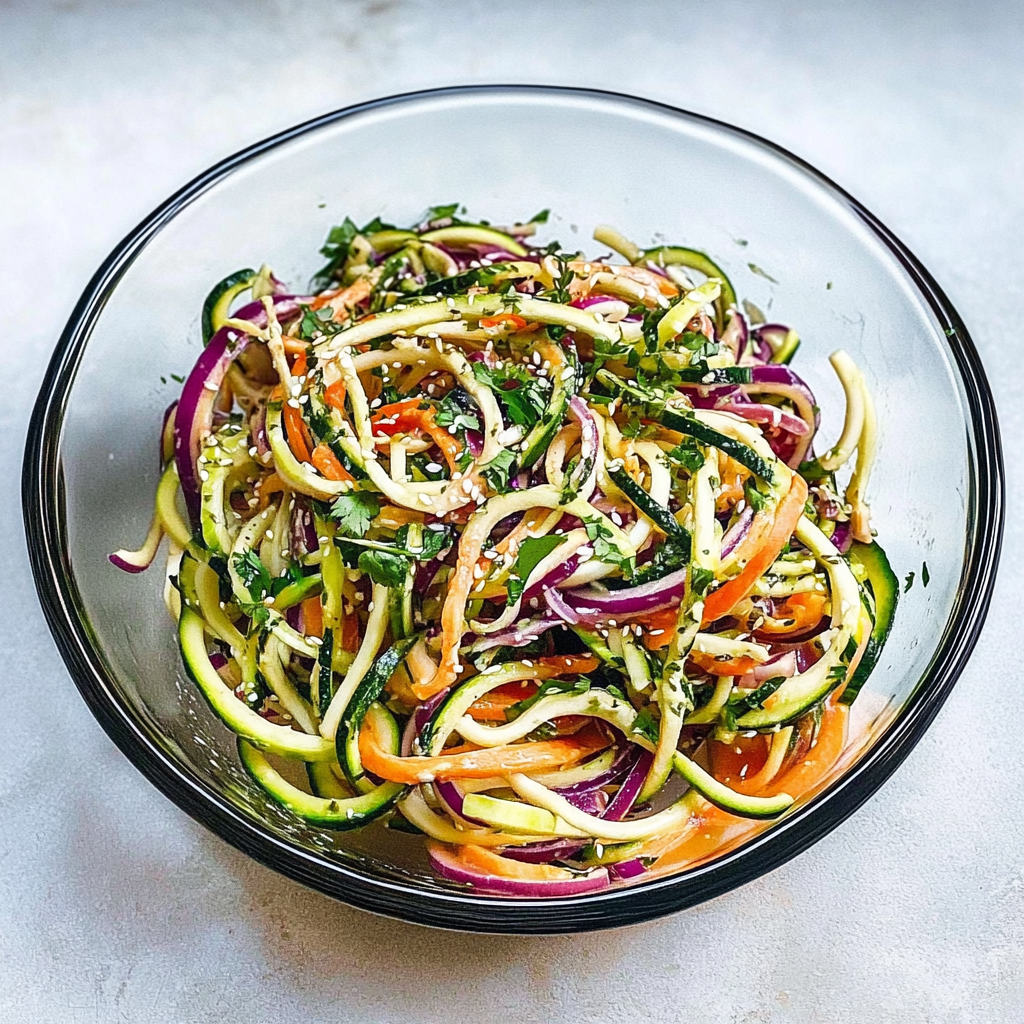 Recipe preparation for Zucchini Noodle Salad