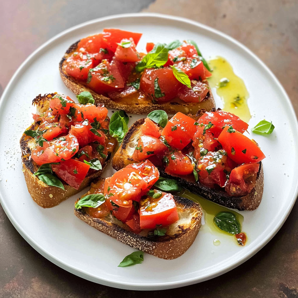 Recipe preparation for Tomato Basil Bruschetta