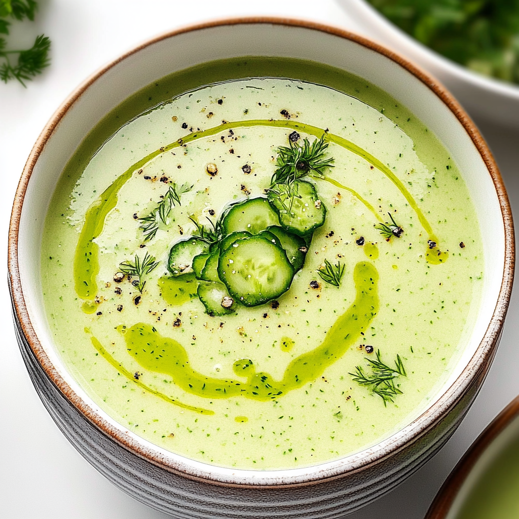 Recipe preparation for Chilled Cucumber Soup