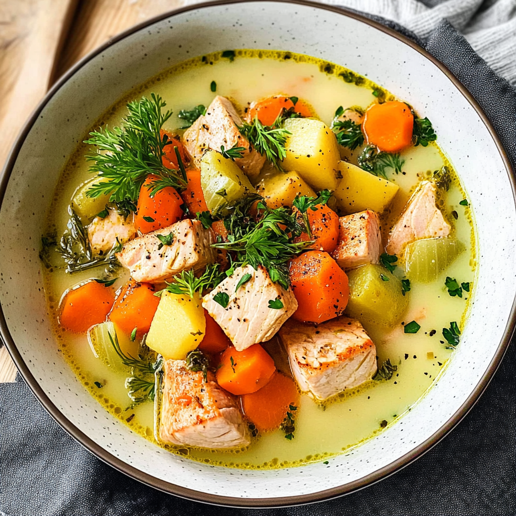 Recipe preparation for Quick Salmon Vegetable Soup