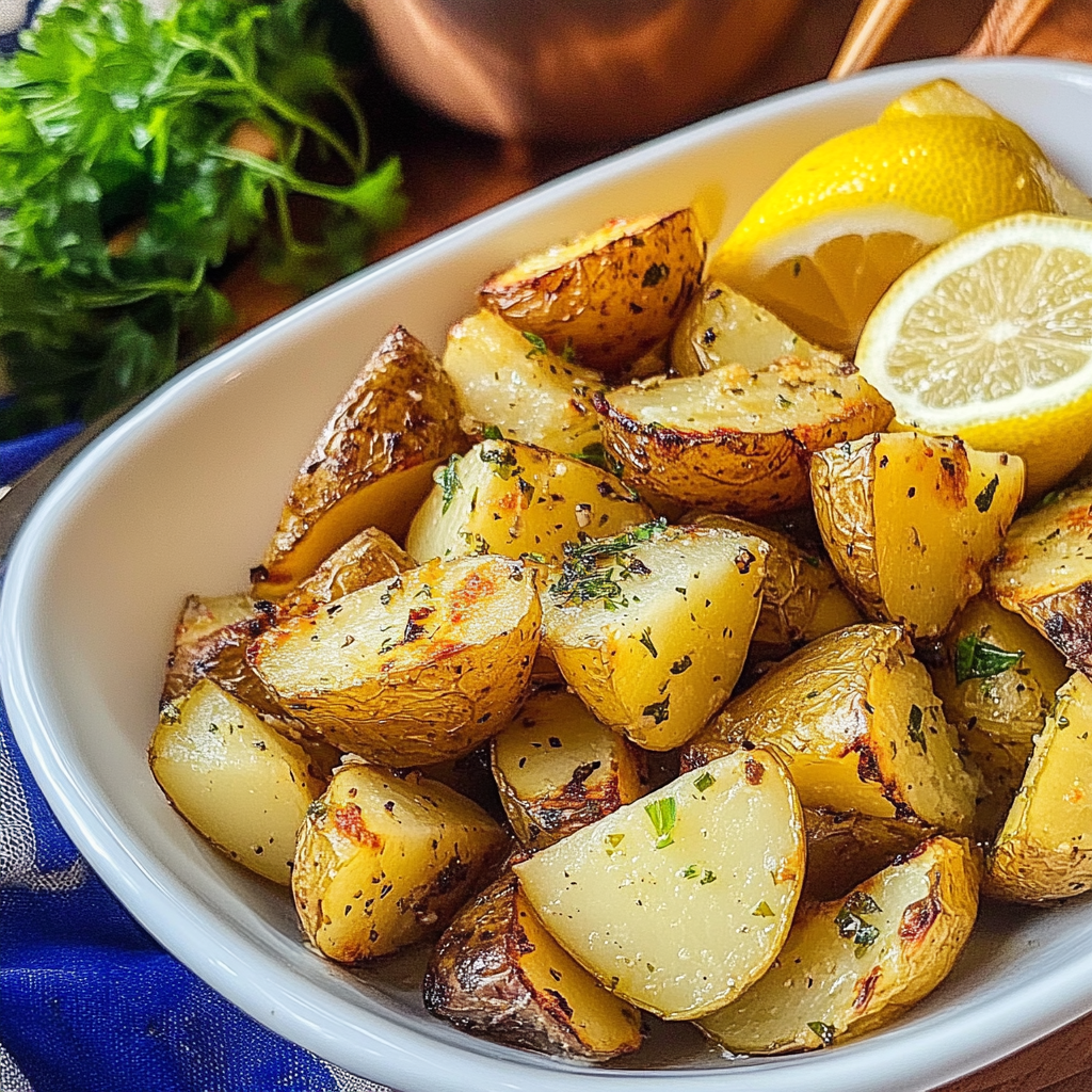 Recipe preparation for Lemon Roasted Greek Potatoes