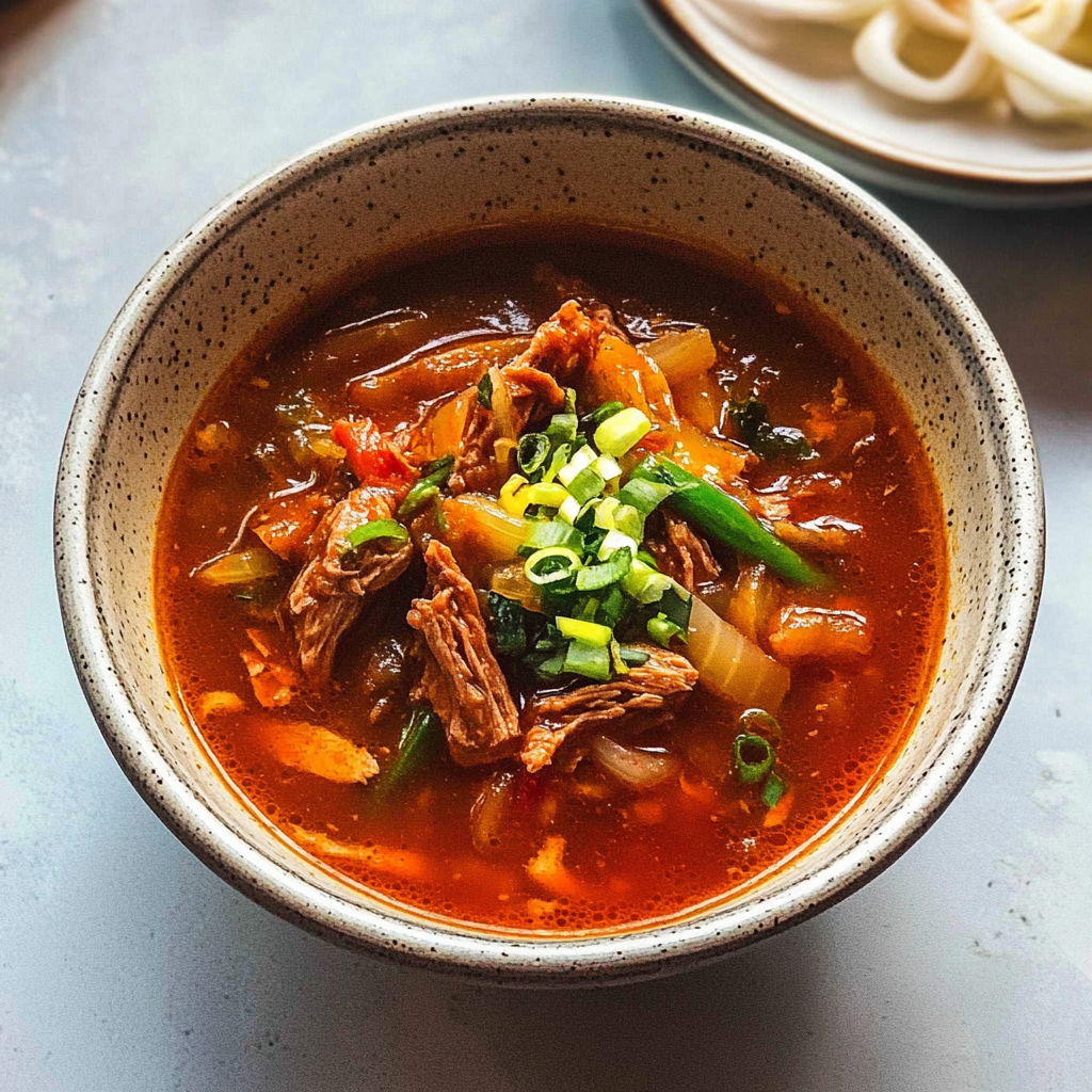 Recipe preparation for Spicy beef Soup