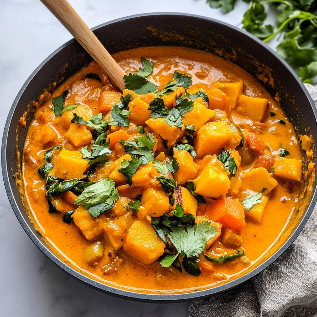 Recipe preparation for Savory Sweet Potato Vegan Curry