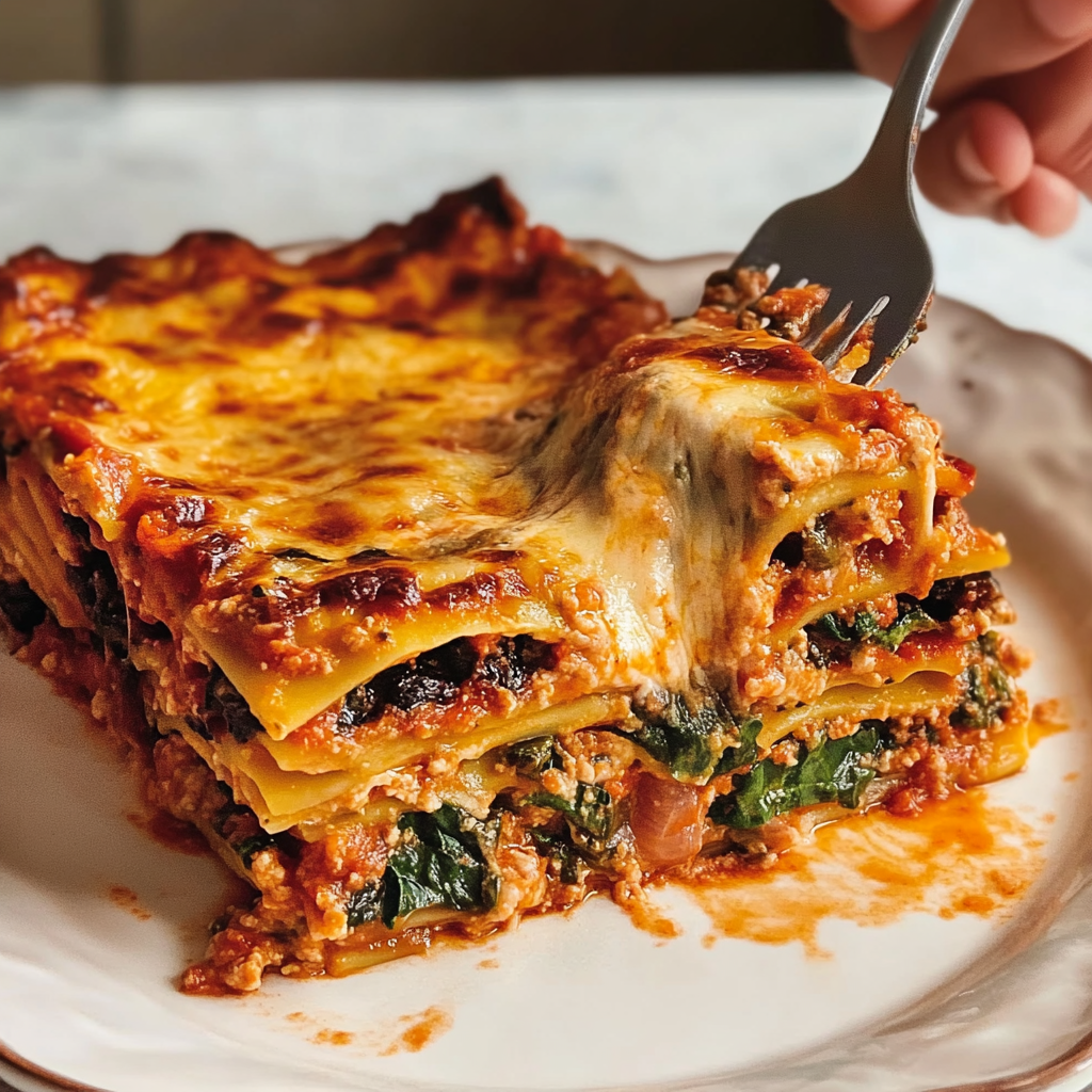 Recipe preparation for Classic Spinach Vegan Lasagna