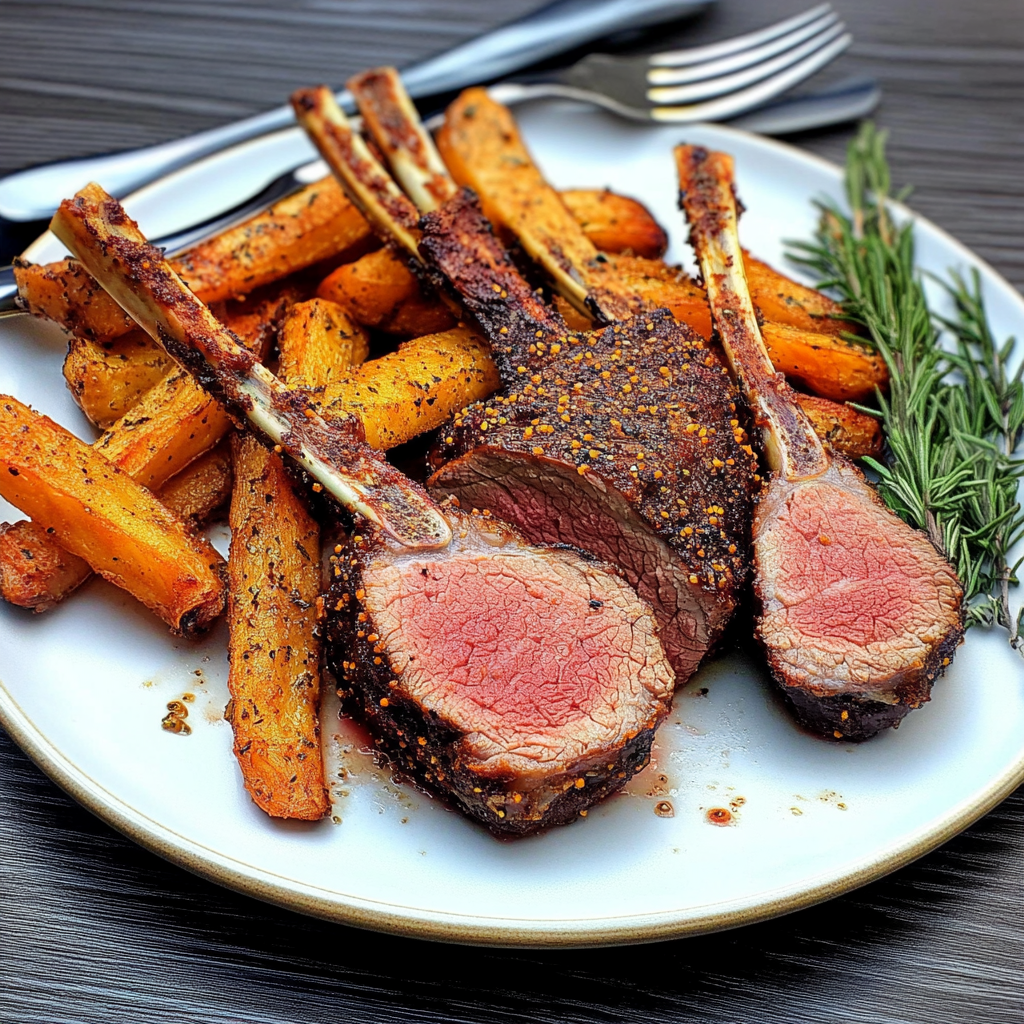 Recipe preparation for Smoked Rack of Lamb