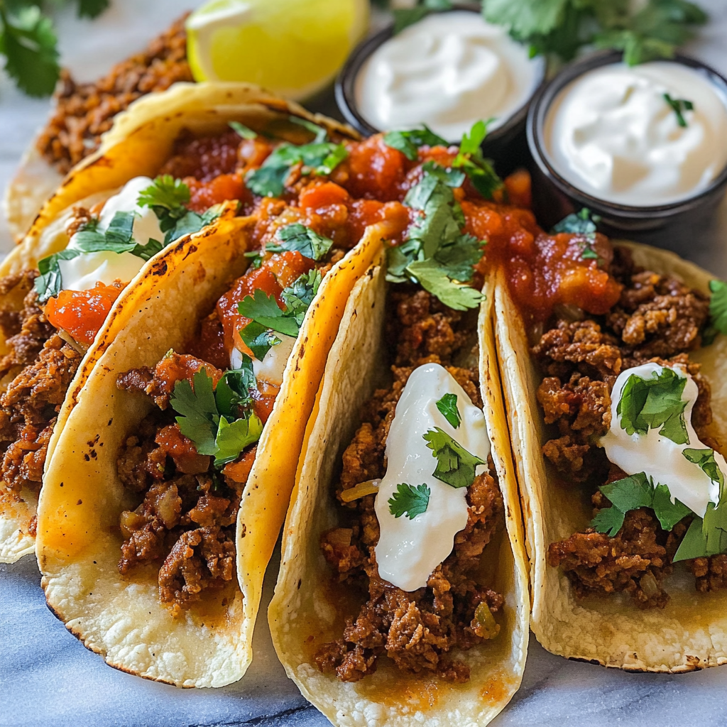 Recipe preparation for Gourmet Beef Tacos