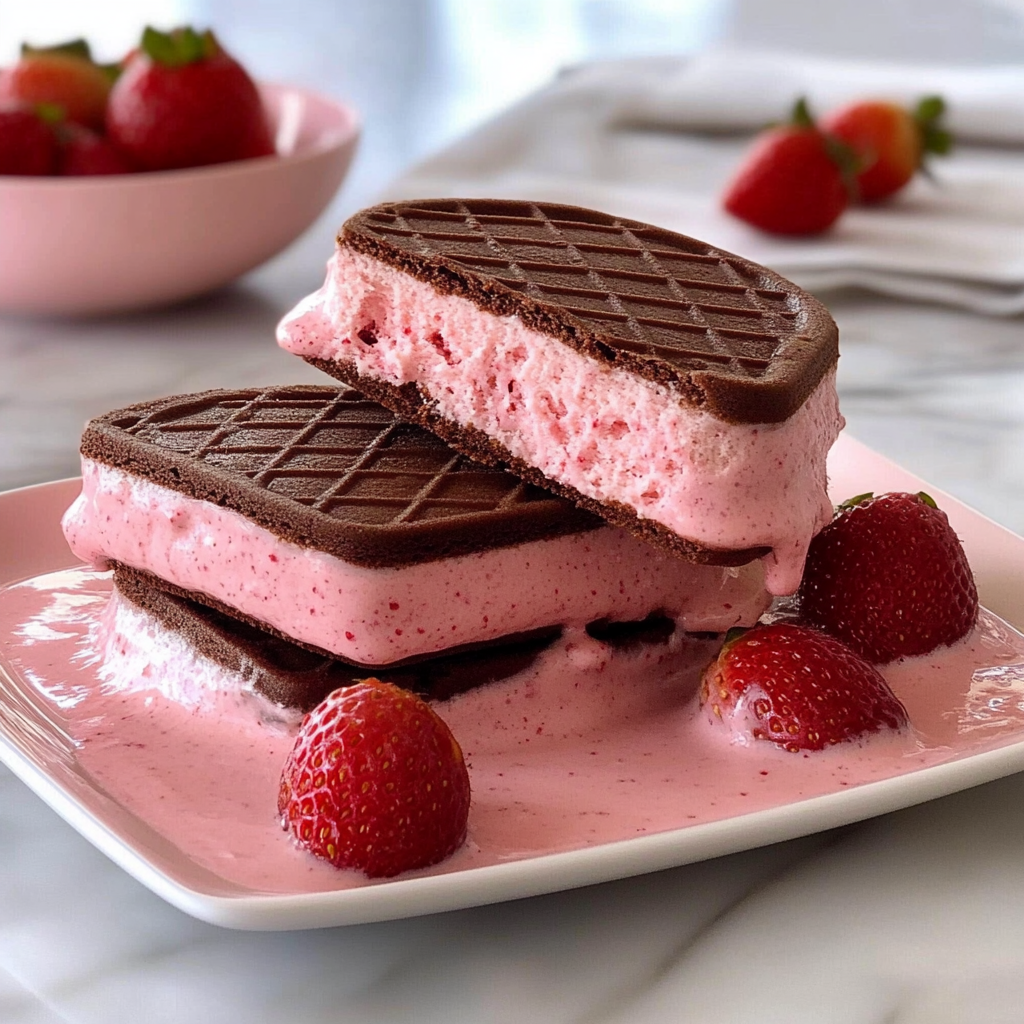 Recipe preparation for Strawberry Ice Cream Sandwiches
