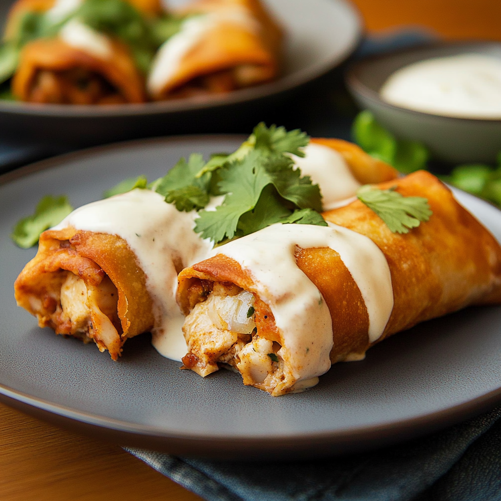 Recipe preparation for Baked Chicken Chimichangas