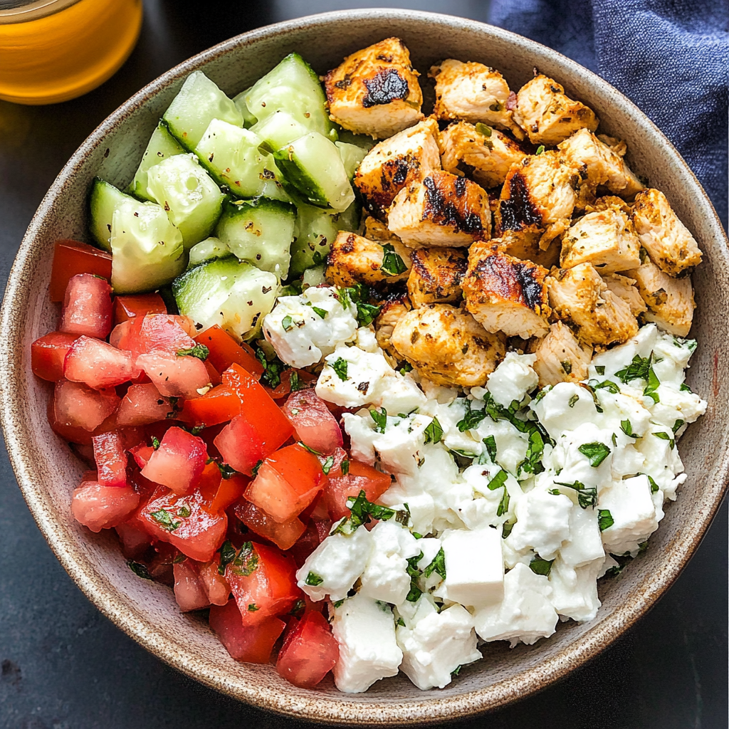 Recipe preparation for Greek Chicken Gyro Bowls