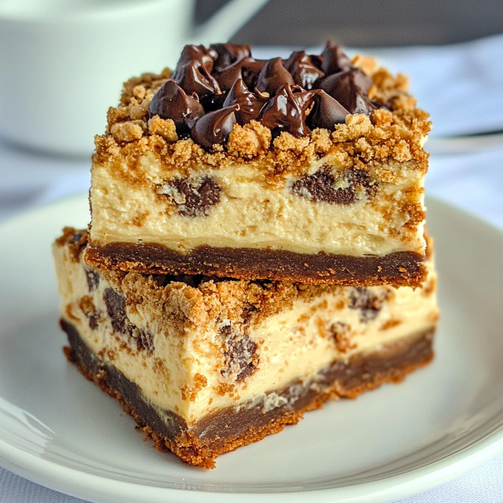 Recipe preparation for Brown Butter Chocolate Chip Cookie Cheesecake Bars