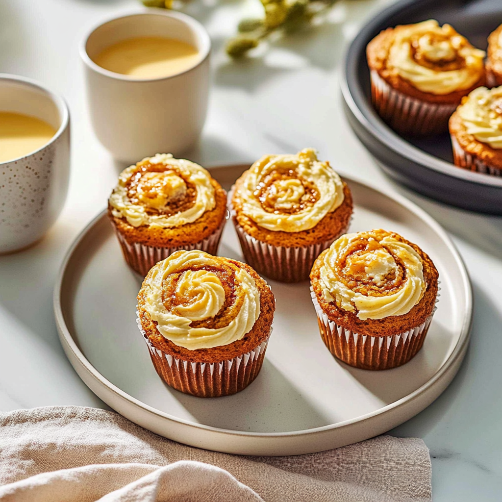 Recipe preparation for Pumpkin Cream Cheese Swirl Muffins