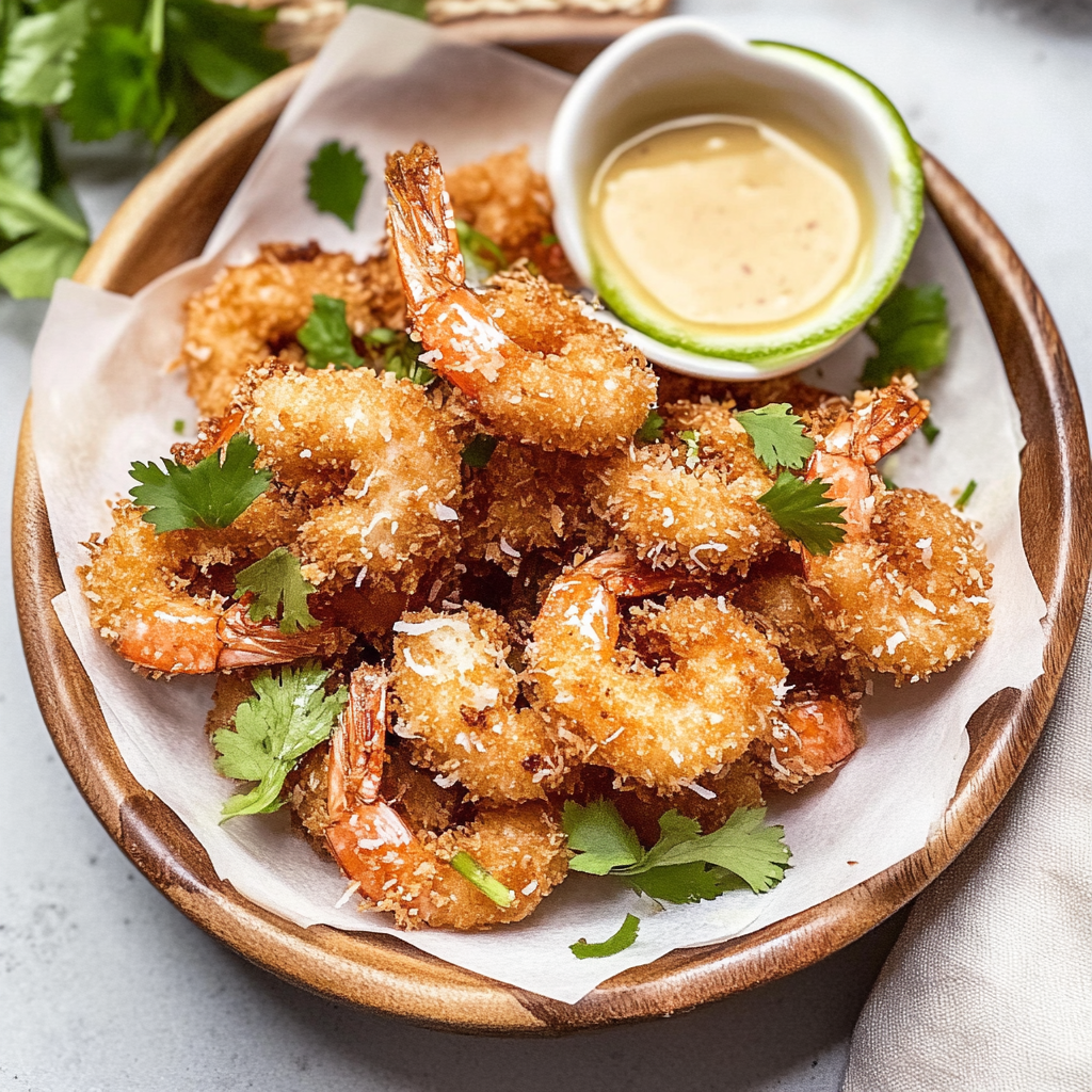 Recipe preparation for Crispy Coconut Shrimp
