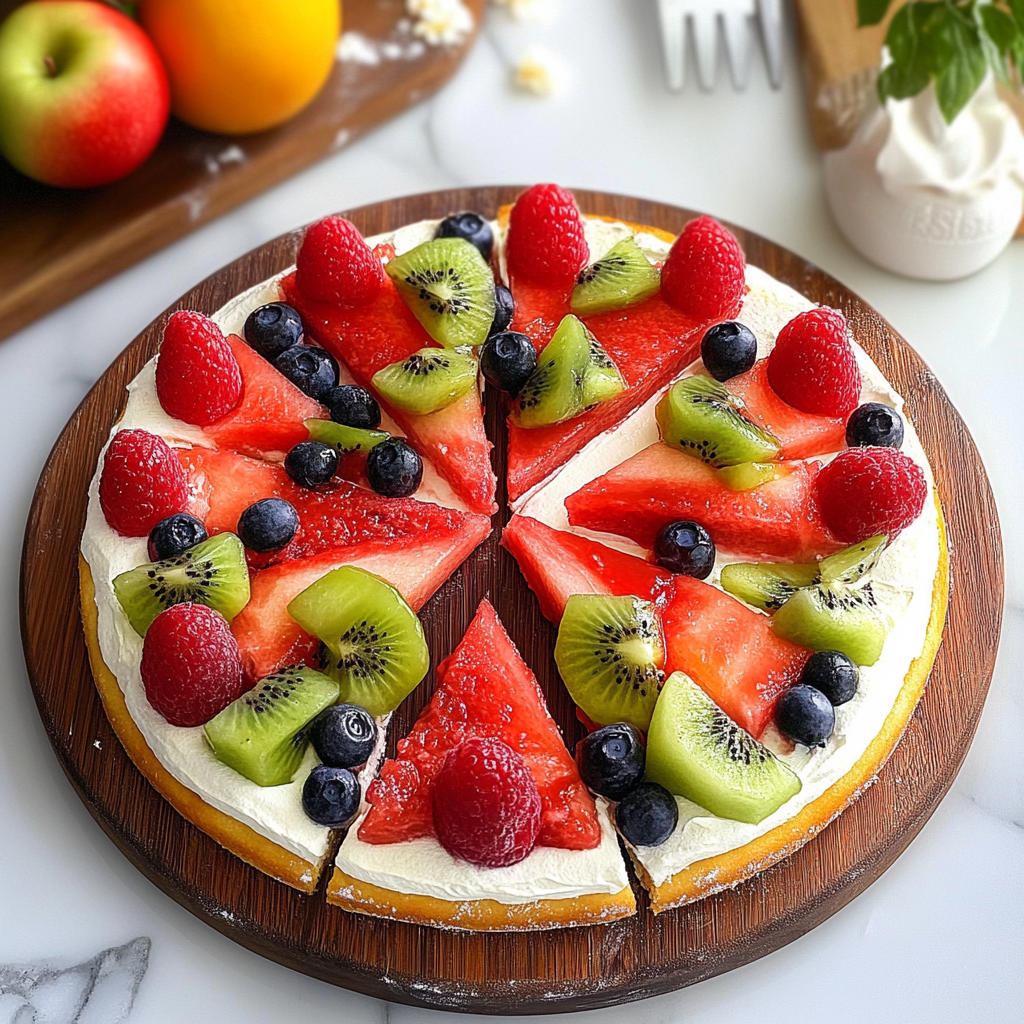 Recipe preparation for Summer Watermelon Fruit Pizza