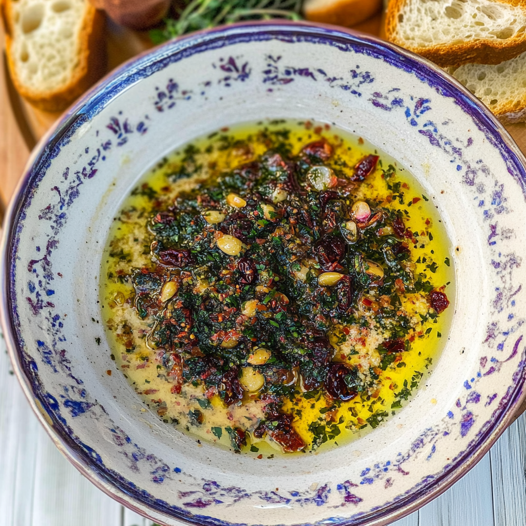 Recipe preparation for Sun-Dried Tomato Olive Oil Bread Dip