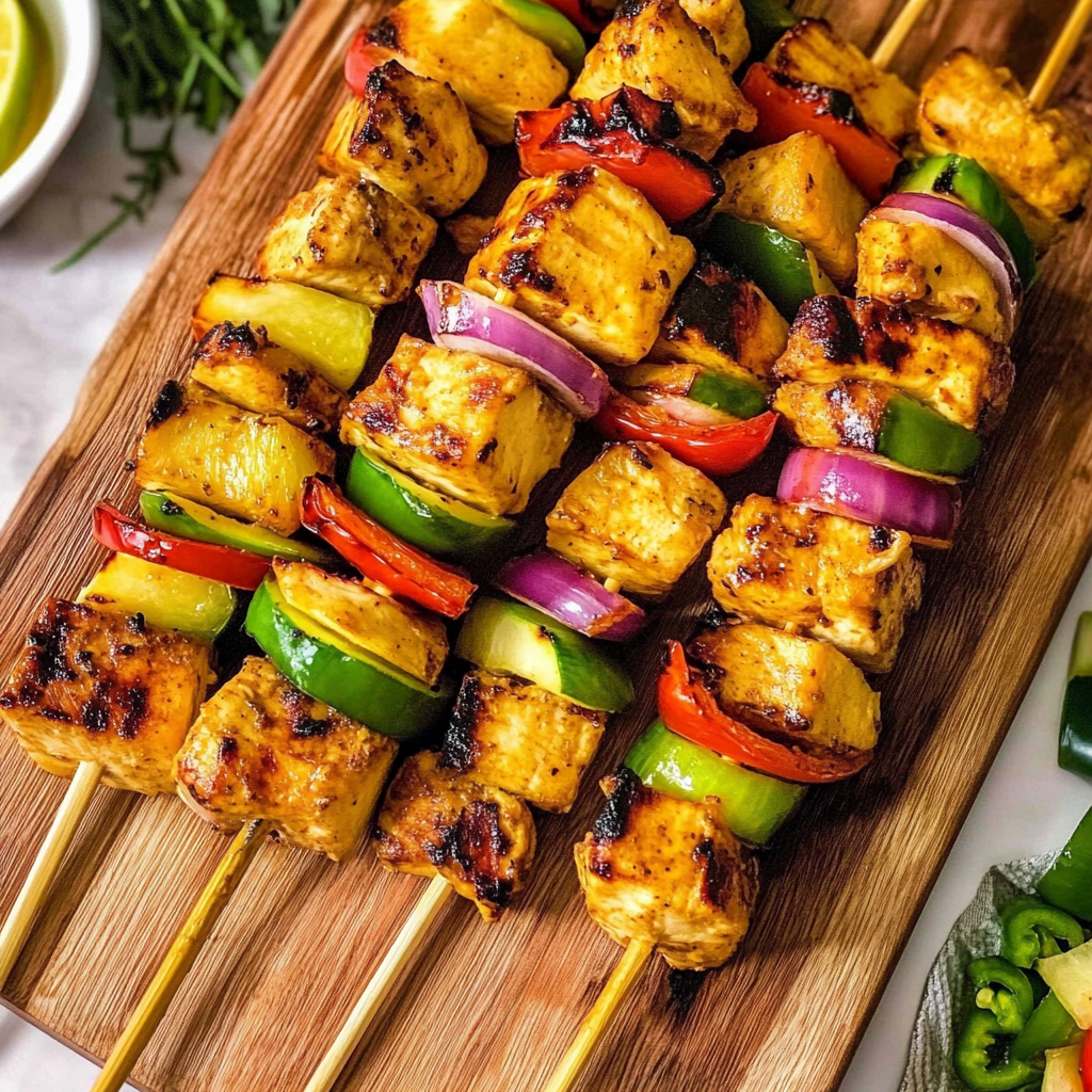 Recipe preparation for Hawaiian Chicken Pineapple Kebabs