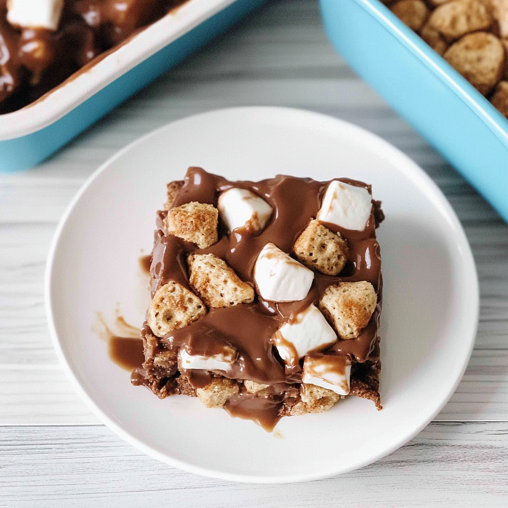 Recipe preparation for Golden Grahams S'Mores Bars