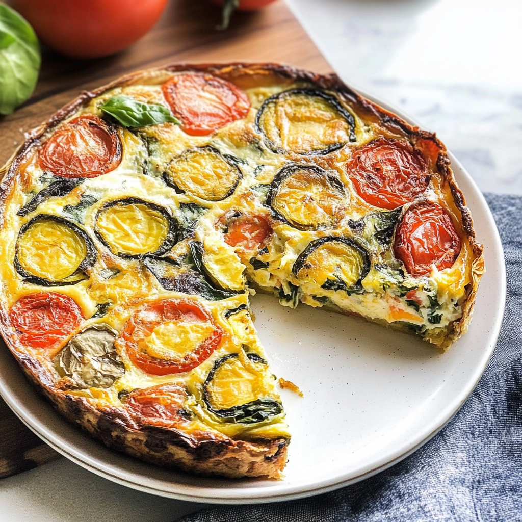Recipe preparation for Crustless Garden Vegetable Quiche