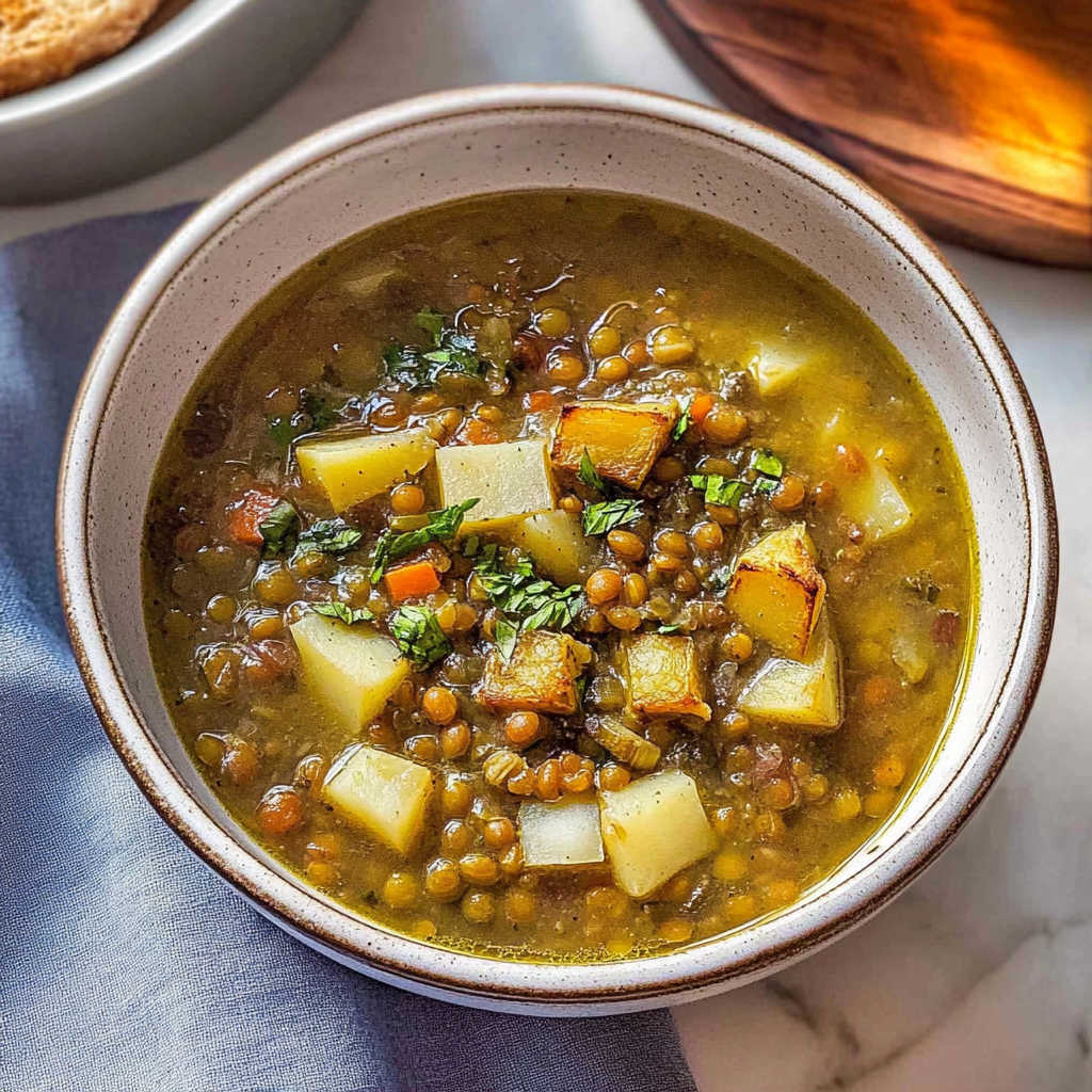 Recipe preparation for Hearty Lentil and Potato Soup