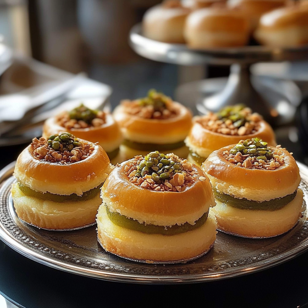 Recipe preparation for Irresistible Mini Kunafa Cream Puffs Recipe