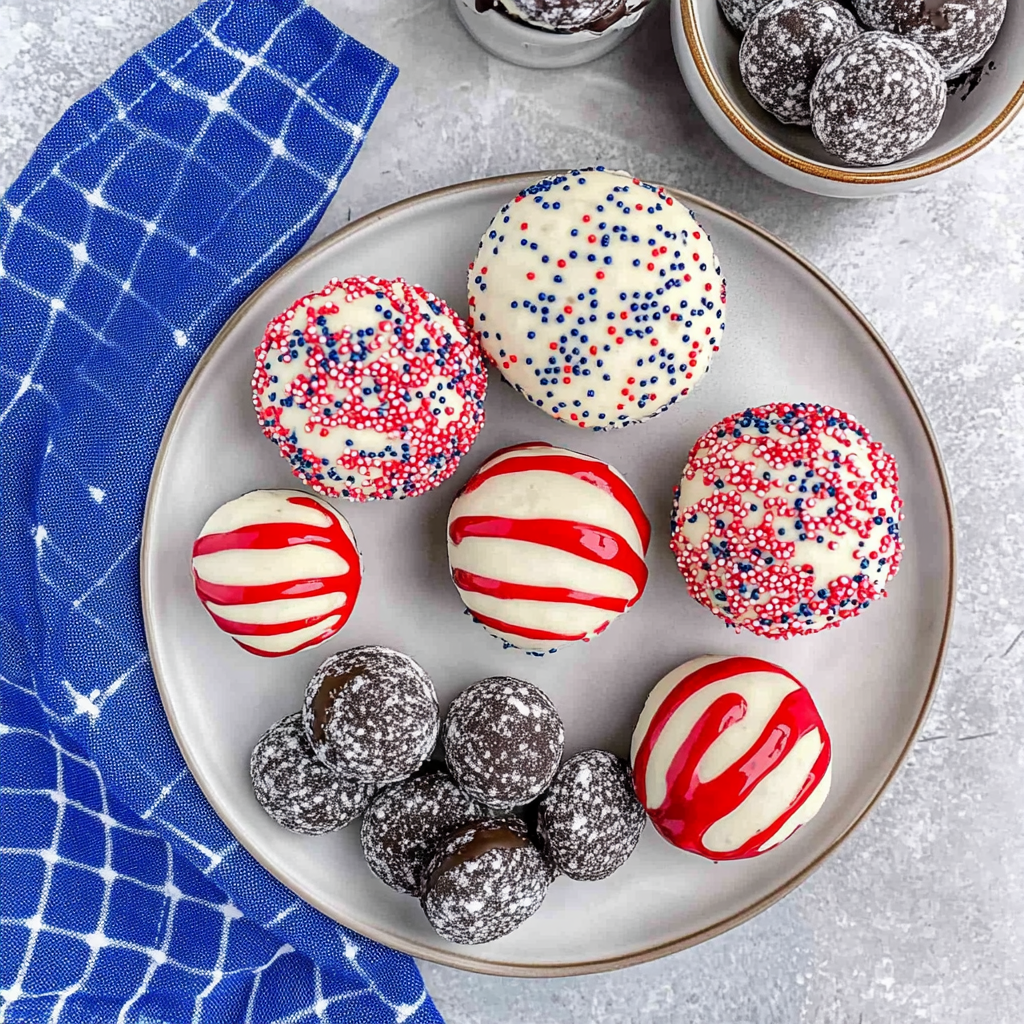 Recipe preparation for Patriotic Oreo Balls Recipe