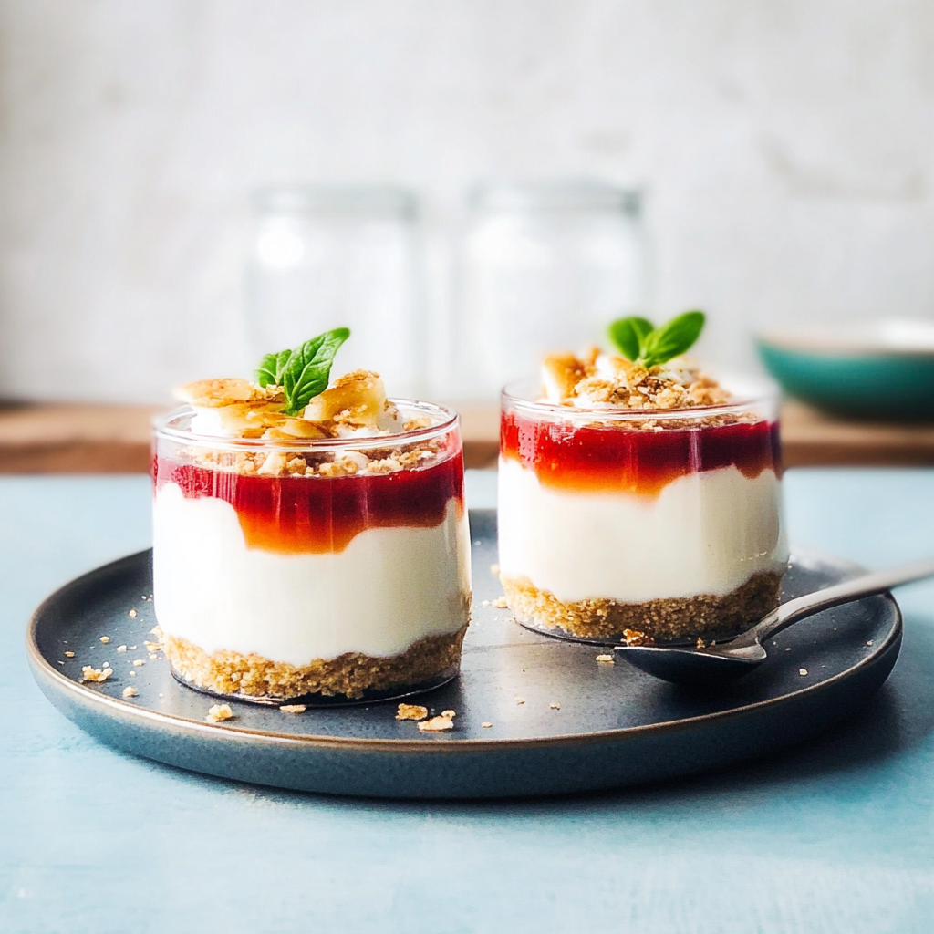Recipe preparation for No-Bake Cheesecake Greek Yogurt Cups