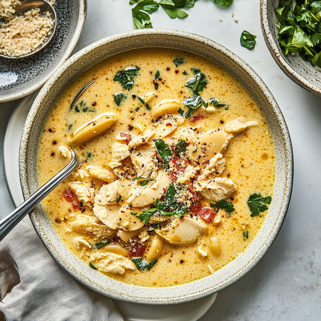 Recipe preparation for Creamy Marry Me Chicken Soup