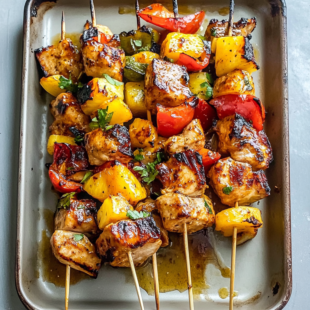Recipe preparation for Pineapple Chicken Kabobs