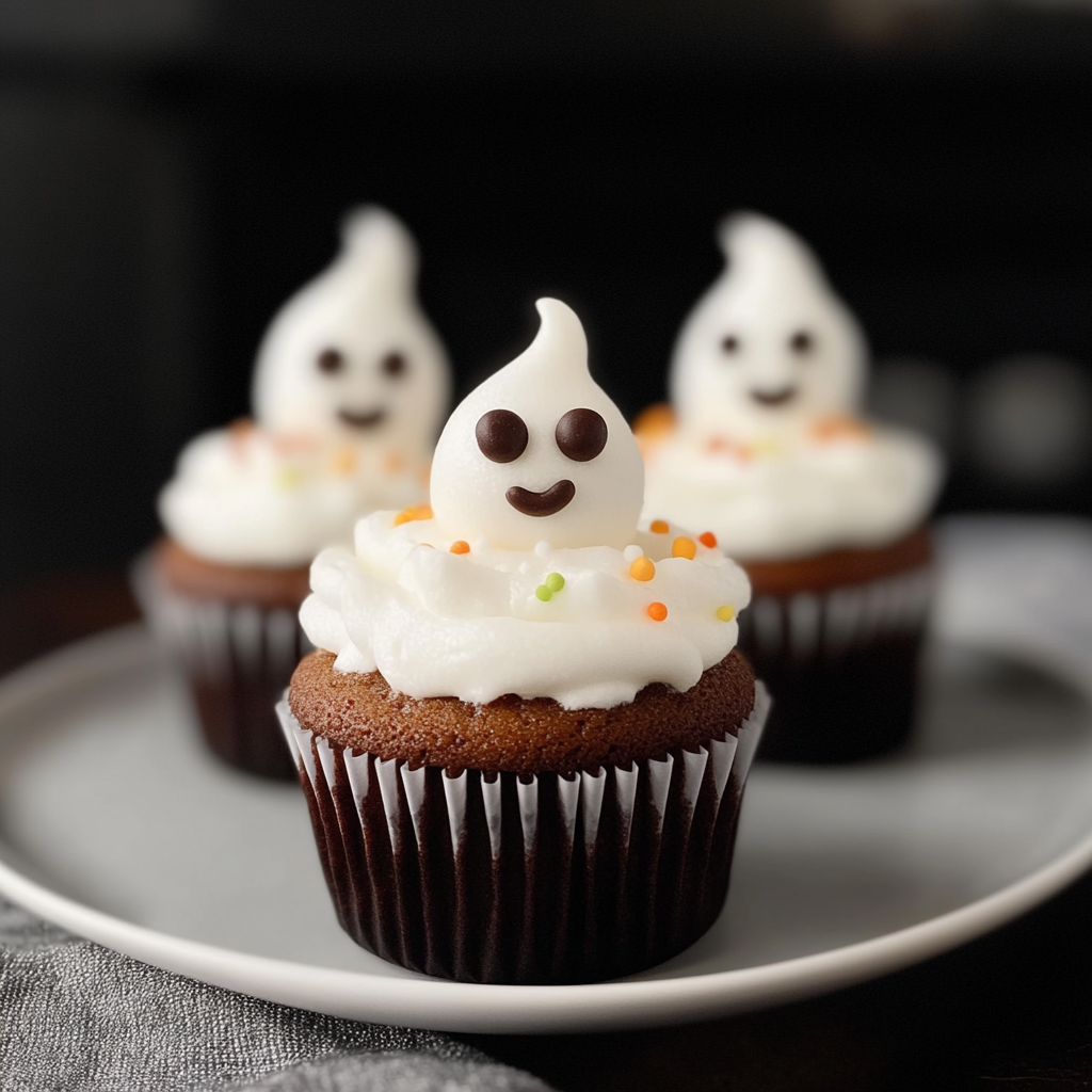 Recipe preparation for Ghost Cupcakes with Marshmallow