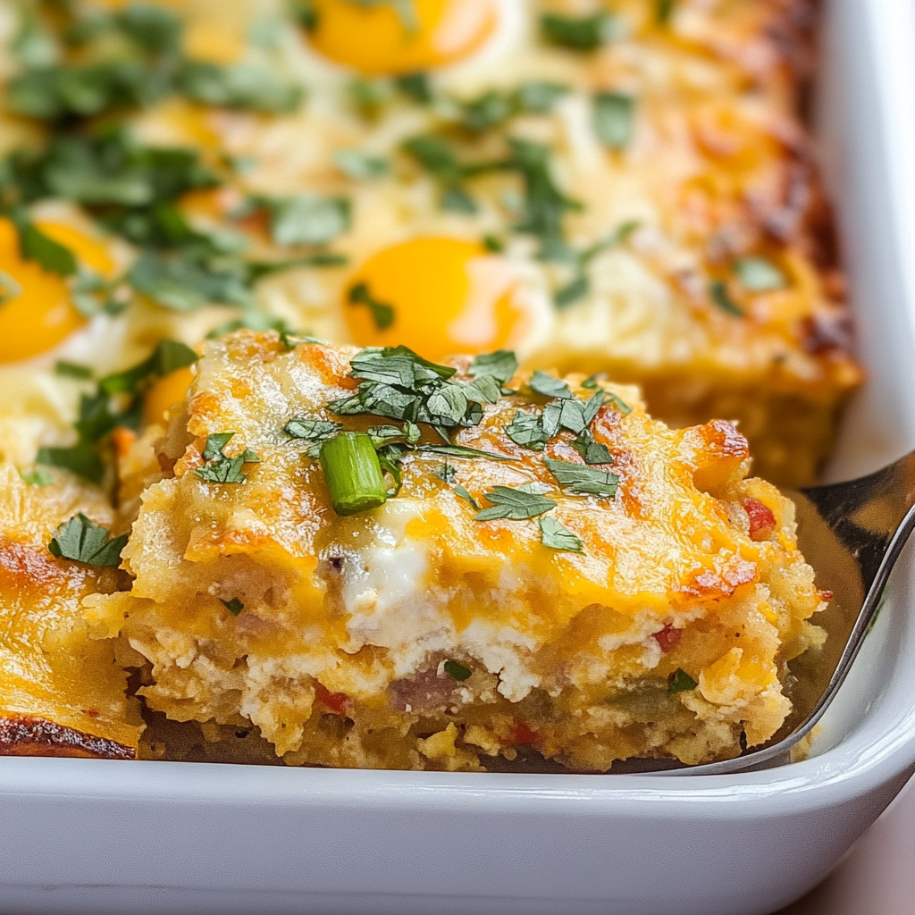 Recipe preparation for Breakfast Hash Brown and Egg Casserole