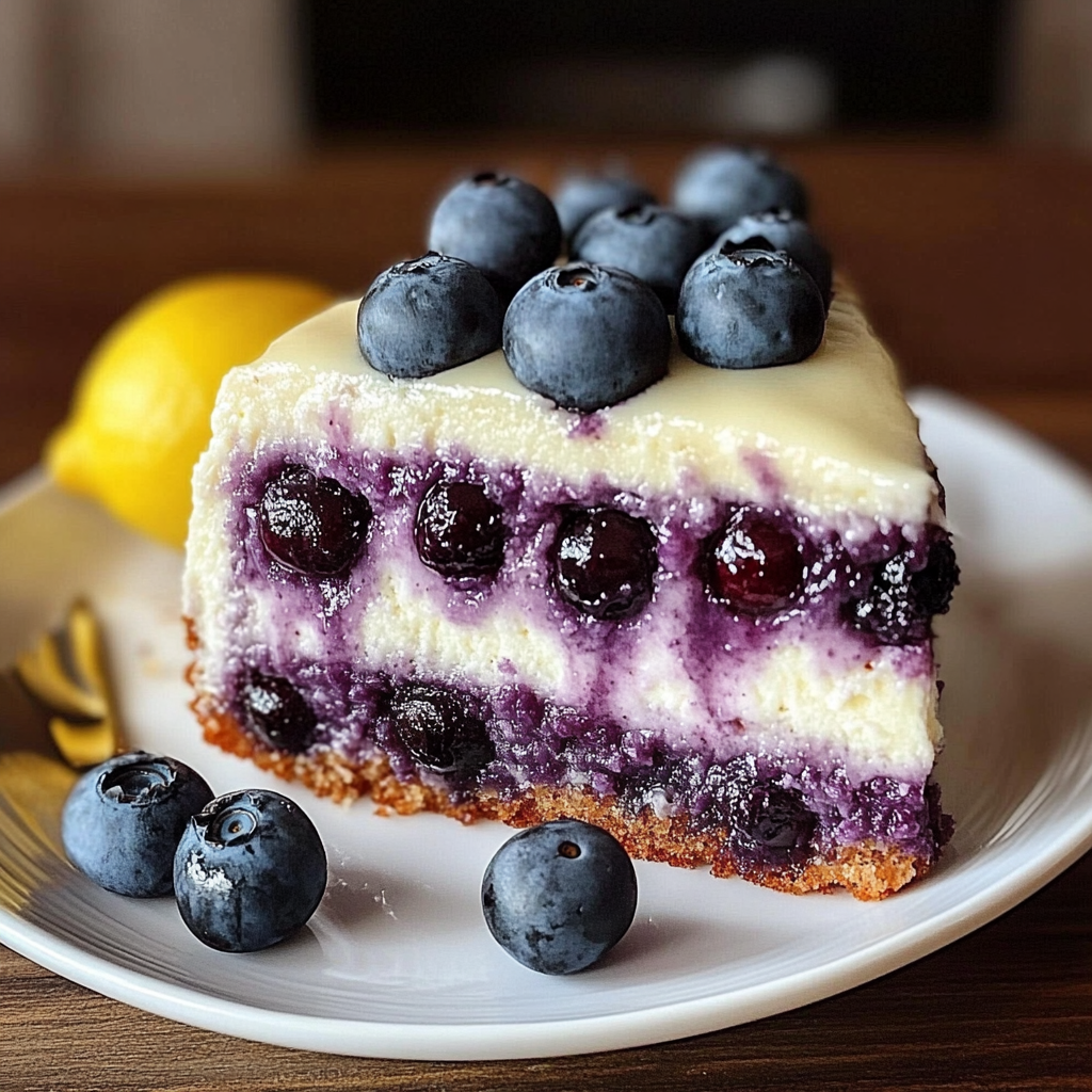 Recipe preparation for No-Bake Lemon dazzling Blueberry cream Cake