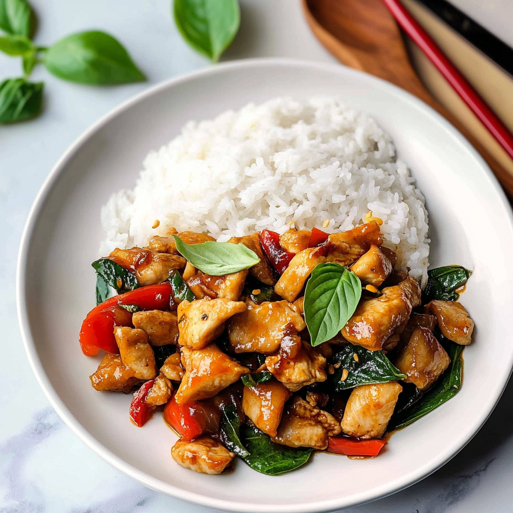 Recipe preparation for Thai Basil Chicken