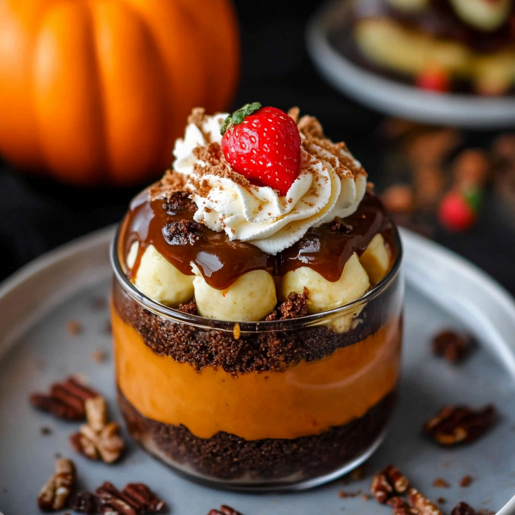 Recipe preparation for Pumpkin Patch Dirt Cups