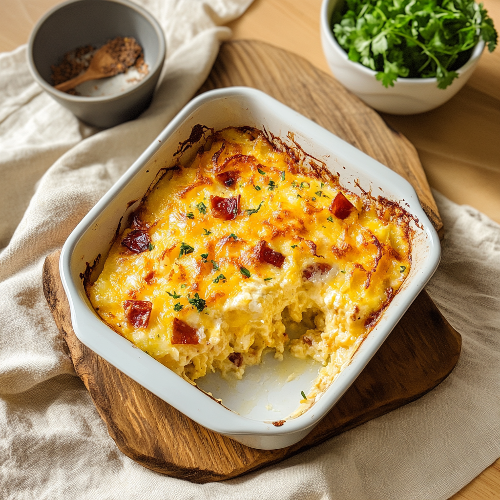 Recipe preparation for Breakfast Hash Brown and Egg Casserole