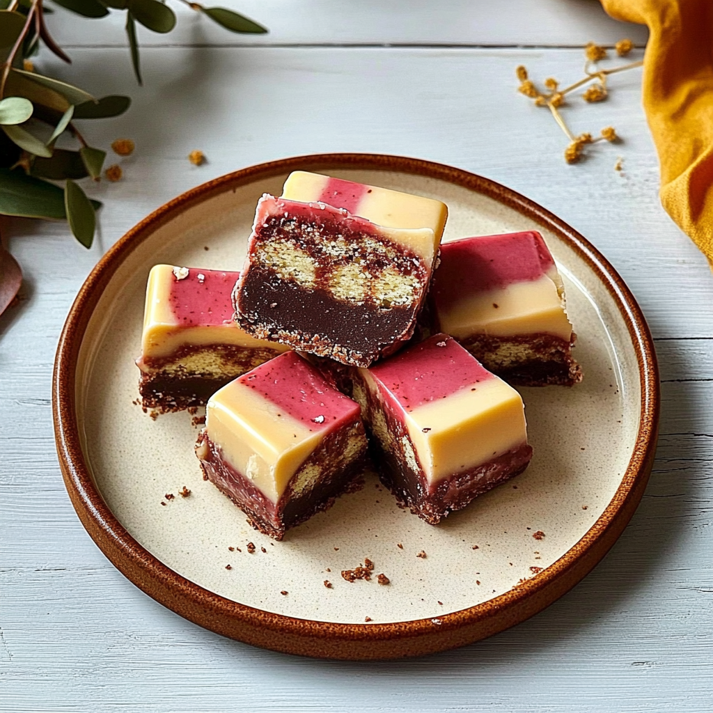 Recipe preparation for Colorful Neapolitan Fudge Delight