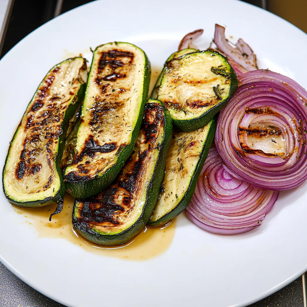 Recipe preparation for Marinated Zucchini and Red Onions