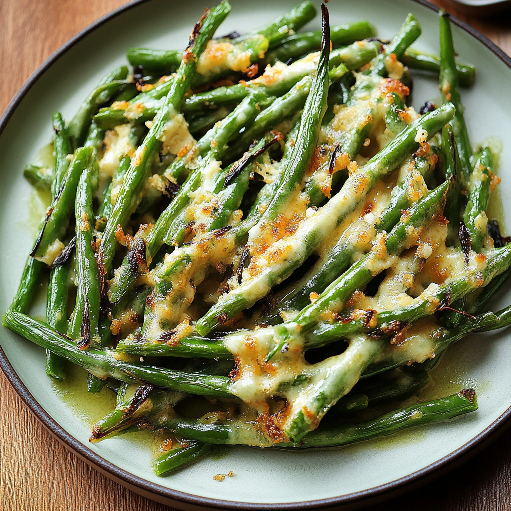 Recipe preparation for Roasted Parmesan Green Beans