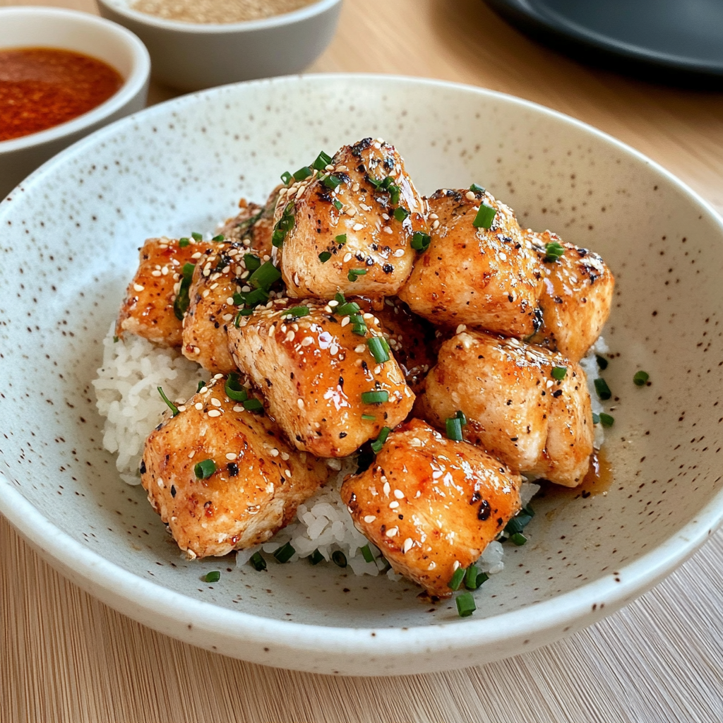 Recipe preparation for Crispy Bang Bang Salmon Bites