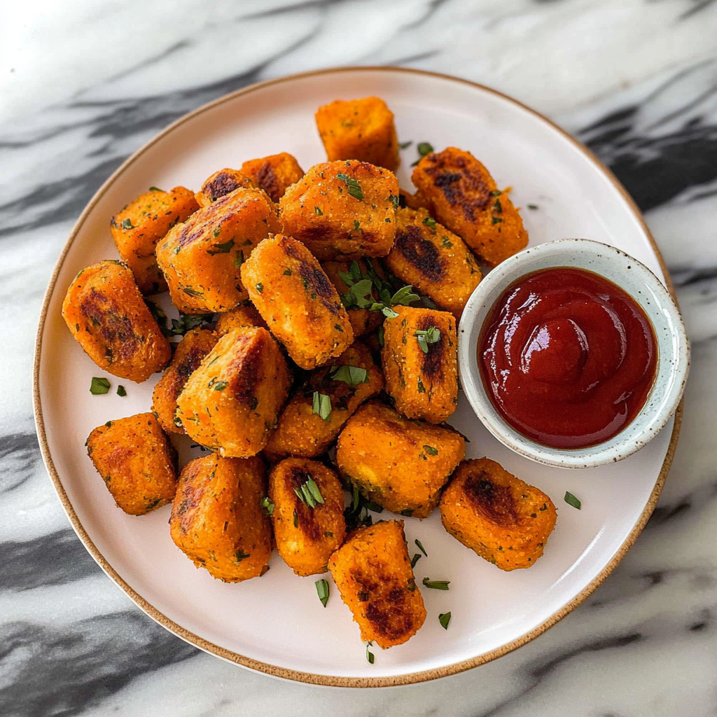 Recipe preparation for Baked Sweet Potato Zucchini Tots