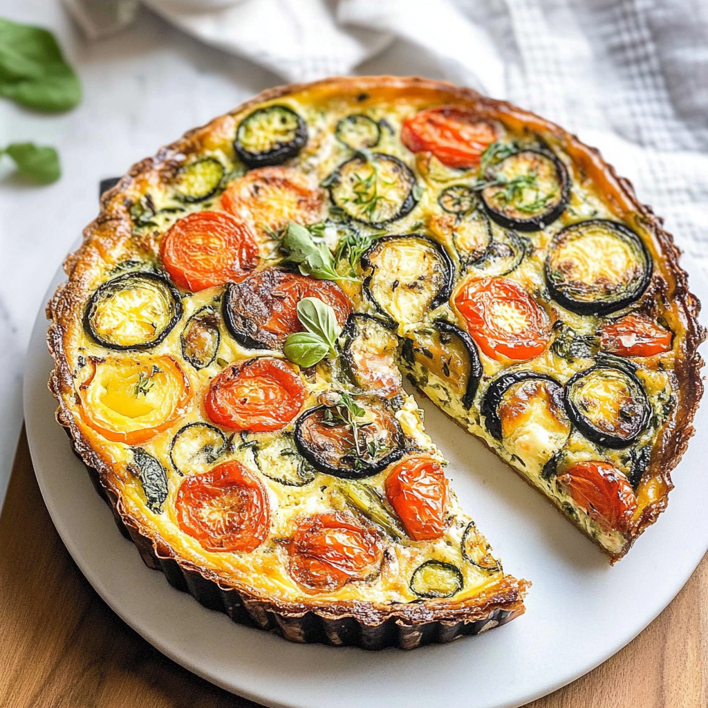 Recipe preparation for Crustless Garden Vegetable Quiche