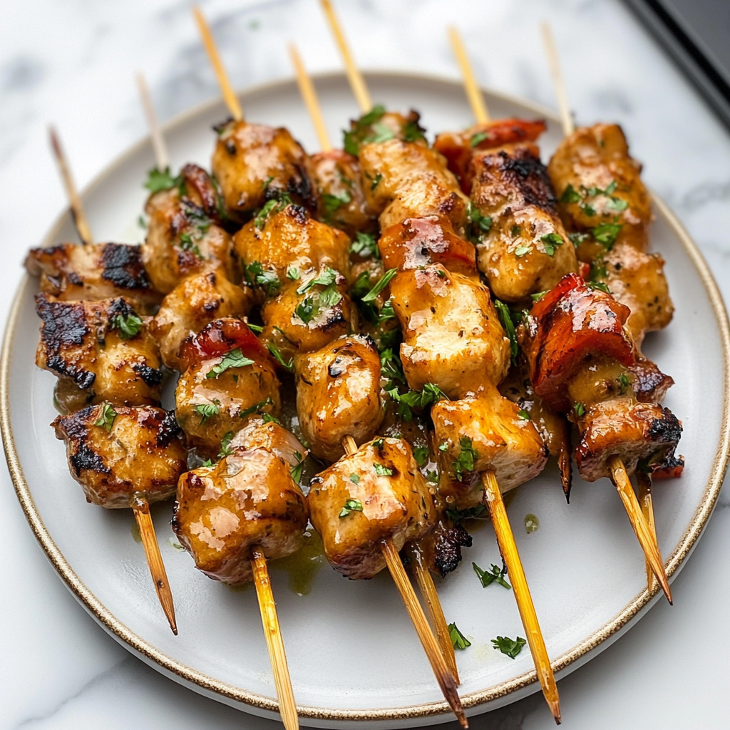 Recipe preparation for Garlic Parmesan Chicken Skewers