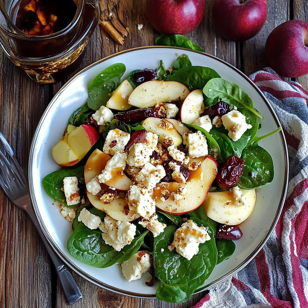 Recipe preparation for Apple Feta Spinach Salad